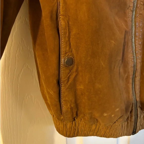 Massimo Dutti Tan Suede Bomber Jacket 100% Goatskin Size S/36 - Picture 5 of 16